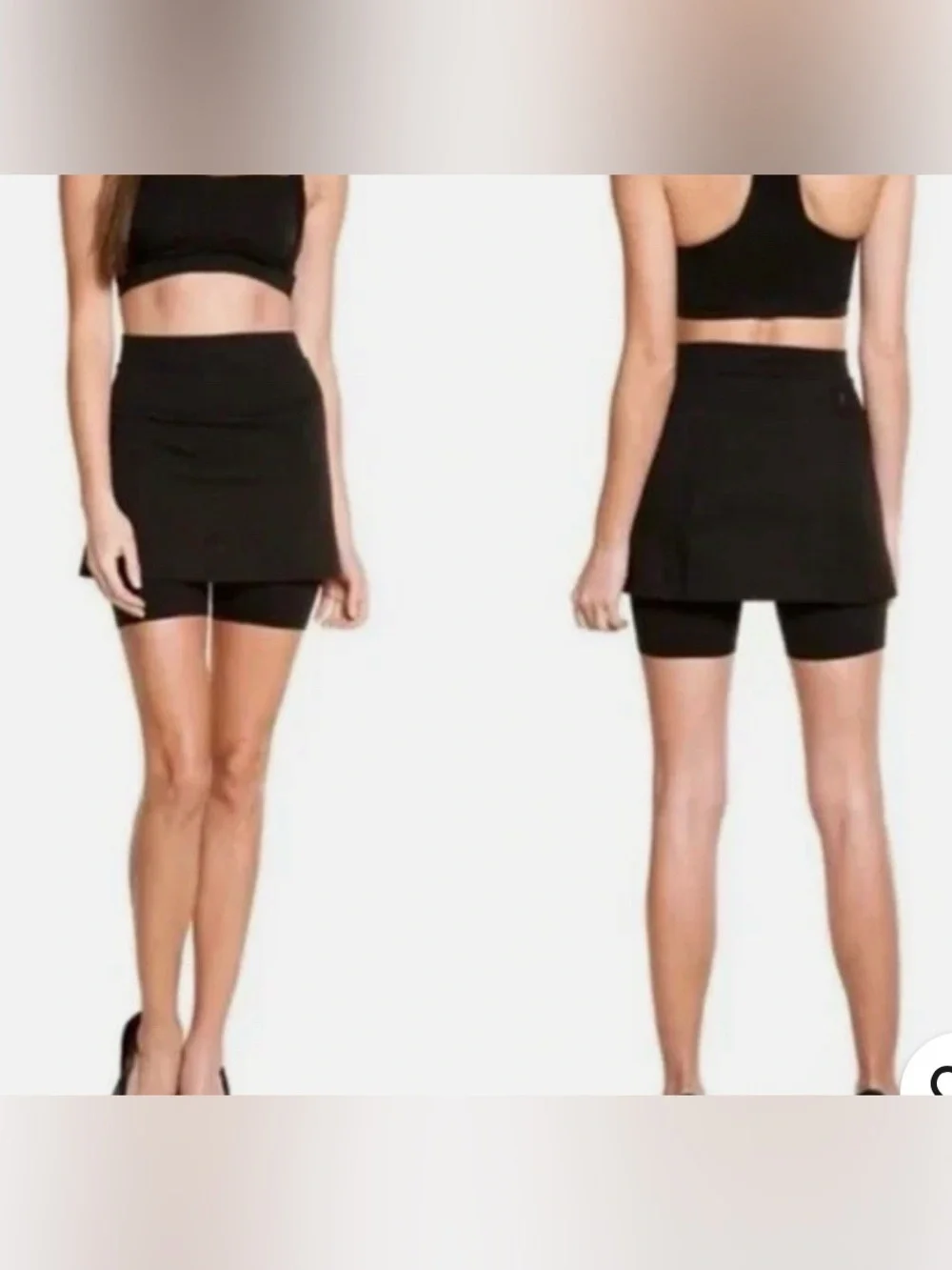 Spanx Bagel Buster Power Black Skort Activewear Athleisure Shaper Compression XL